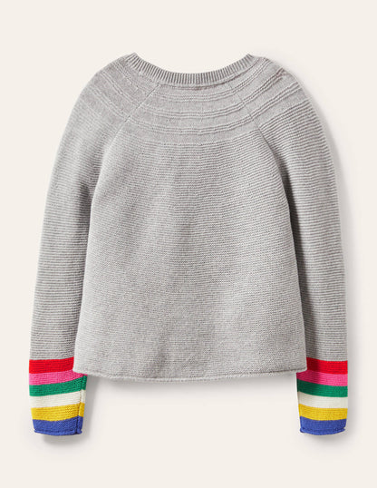 Cotton Cashmere Mix Cardigan-Grey Marl Rainbow-2