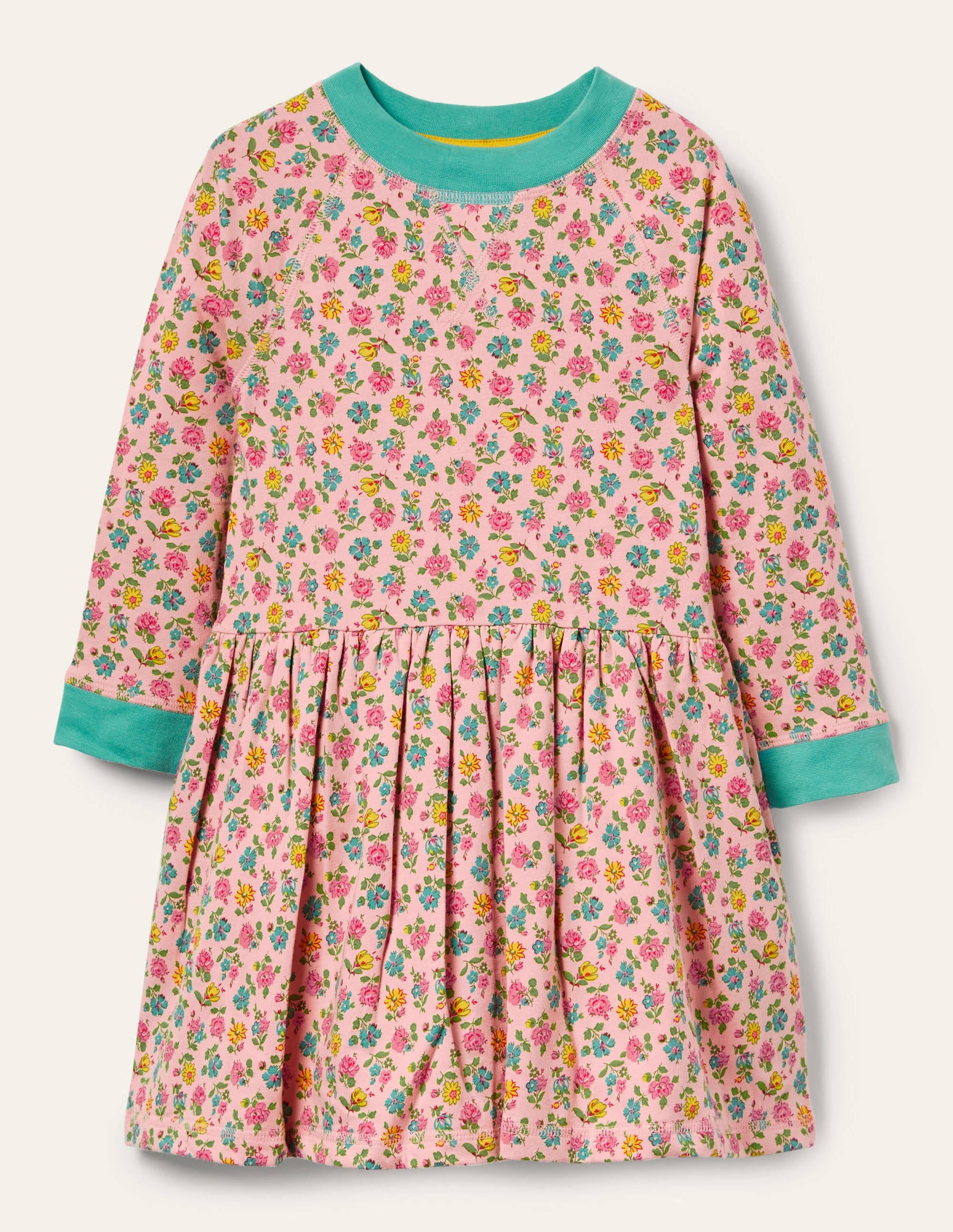Jersey Sweatshirt Dress-Provence Pink Patchwork Floral - Image 1