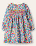 Smocked Dress-Multi Apple Blossom Floral