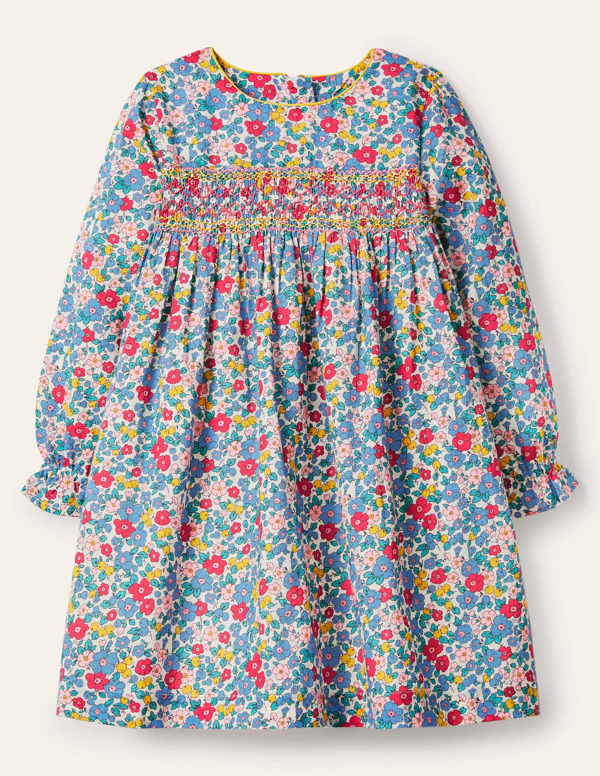 Smocked Dress-Multi Apple Blossom Floral-1