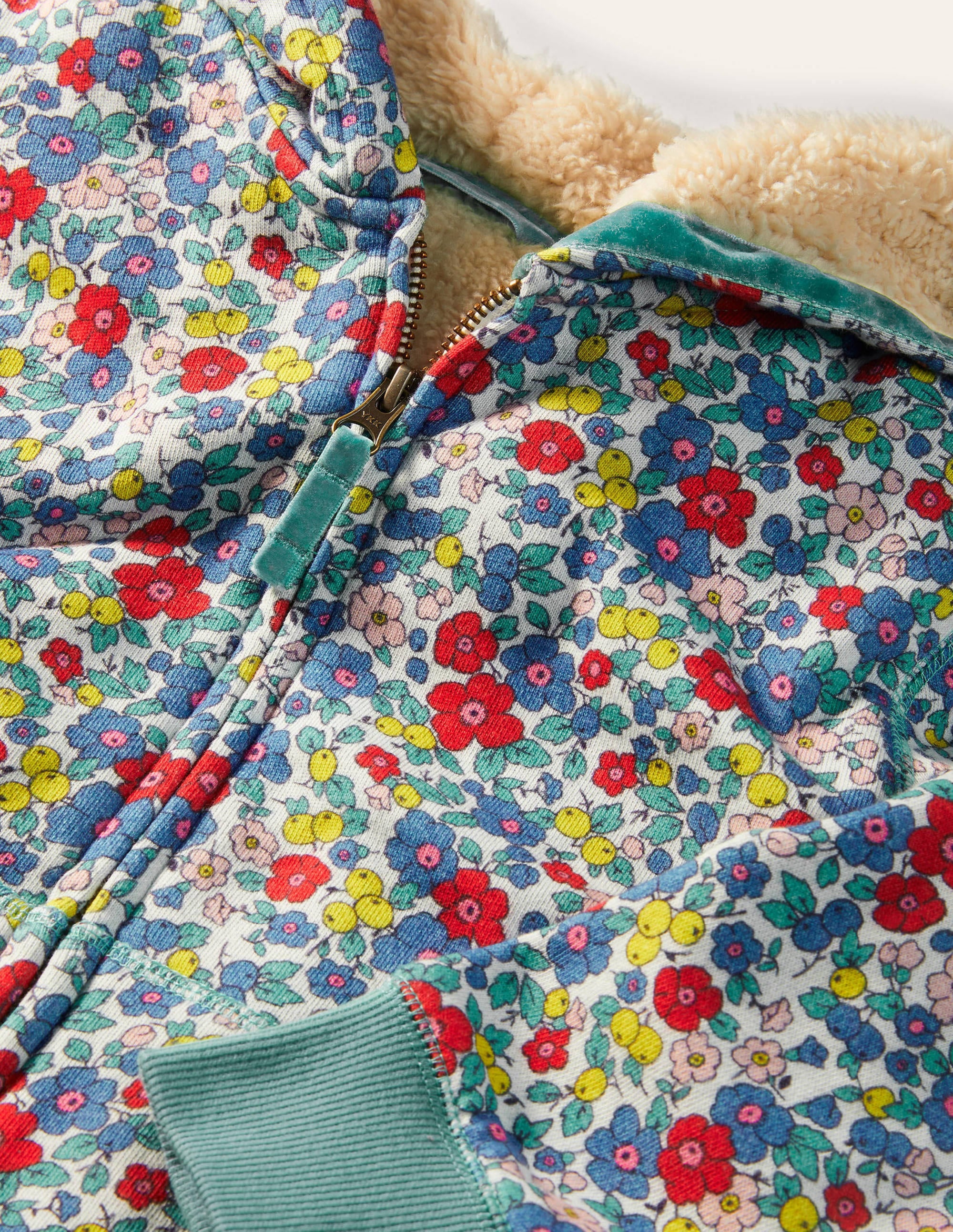 Shaggy-lined Hoodie-Multi Apple Blossom Floral - Image 3