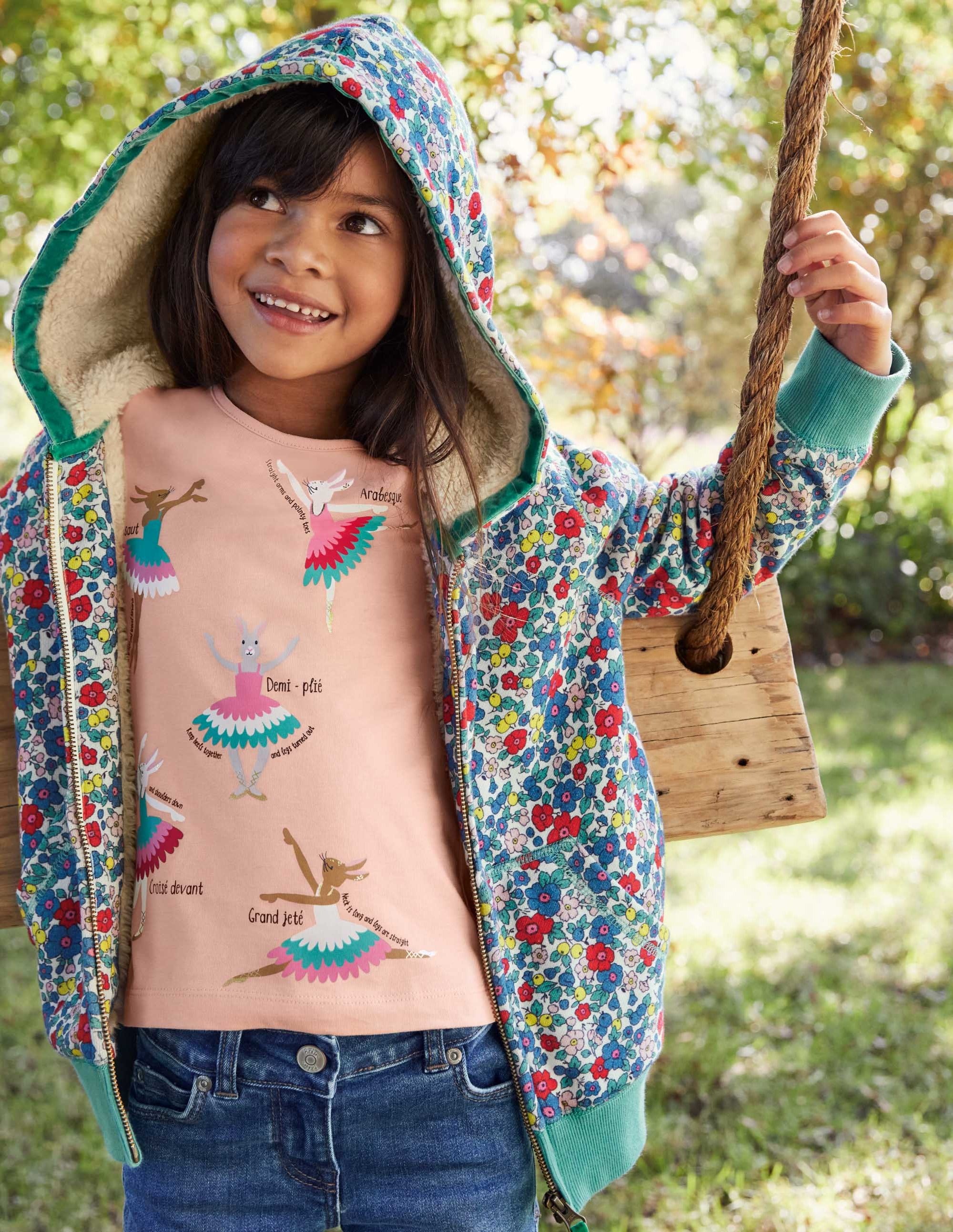 Shaggy-lined Hoodie-Multi Apple Blossom Floral - Image 4