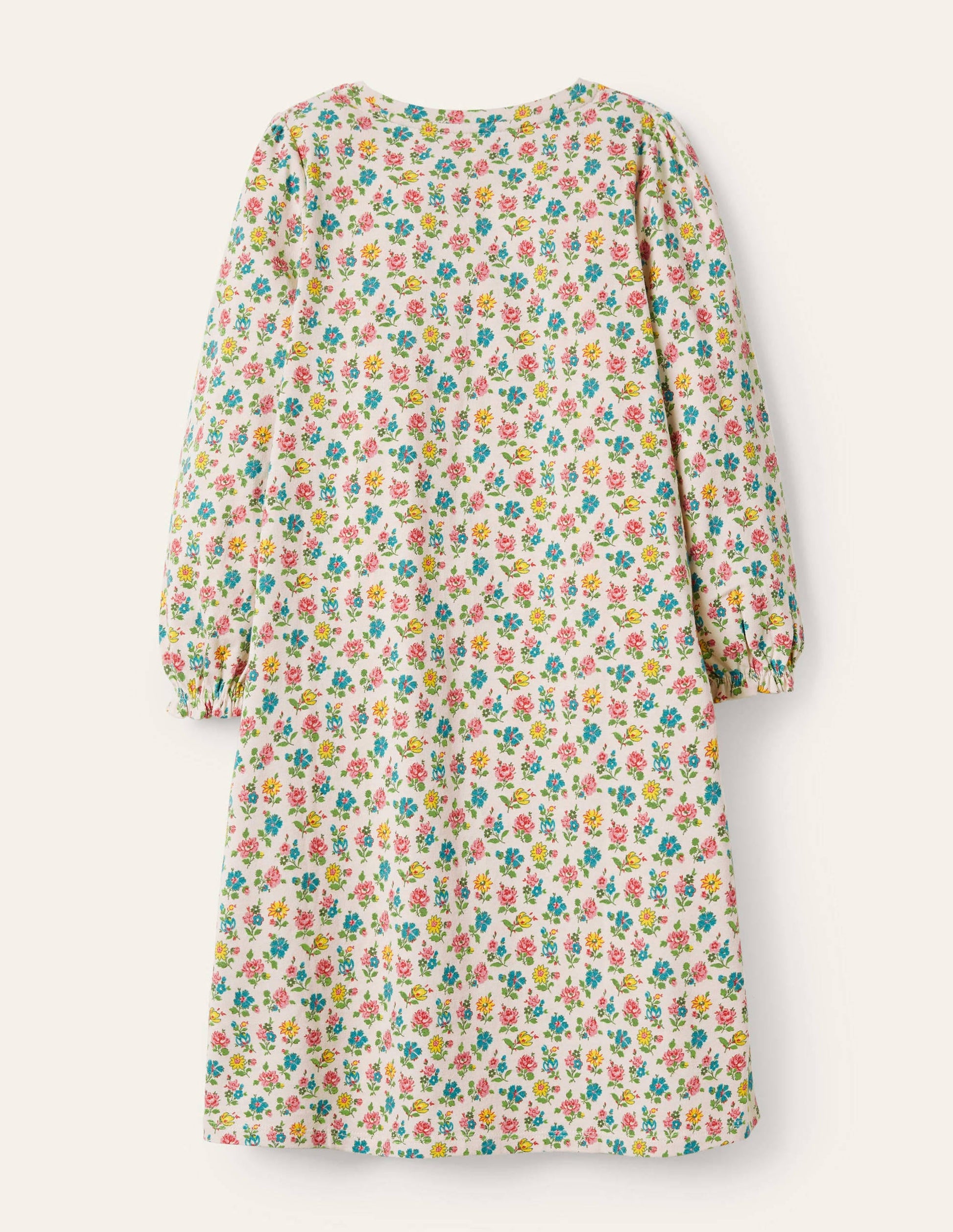 Printed Long-sleeved Nightie-Ivory Patchwork Floral-2