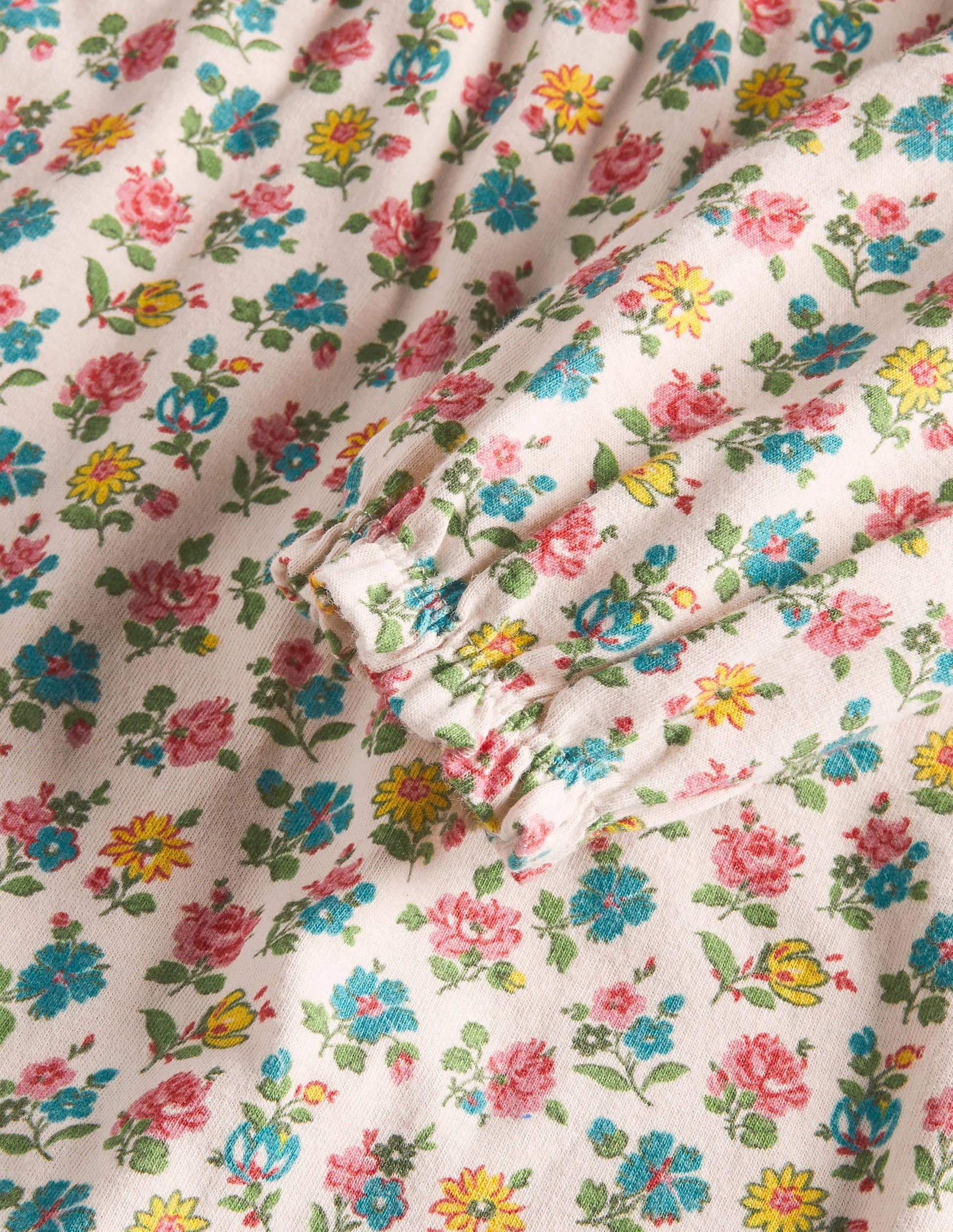 Printed Long-sleeved Nightie-Ivory Patchwork Floral-3