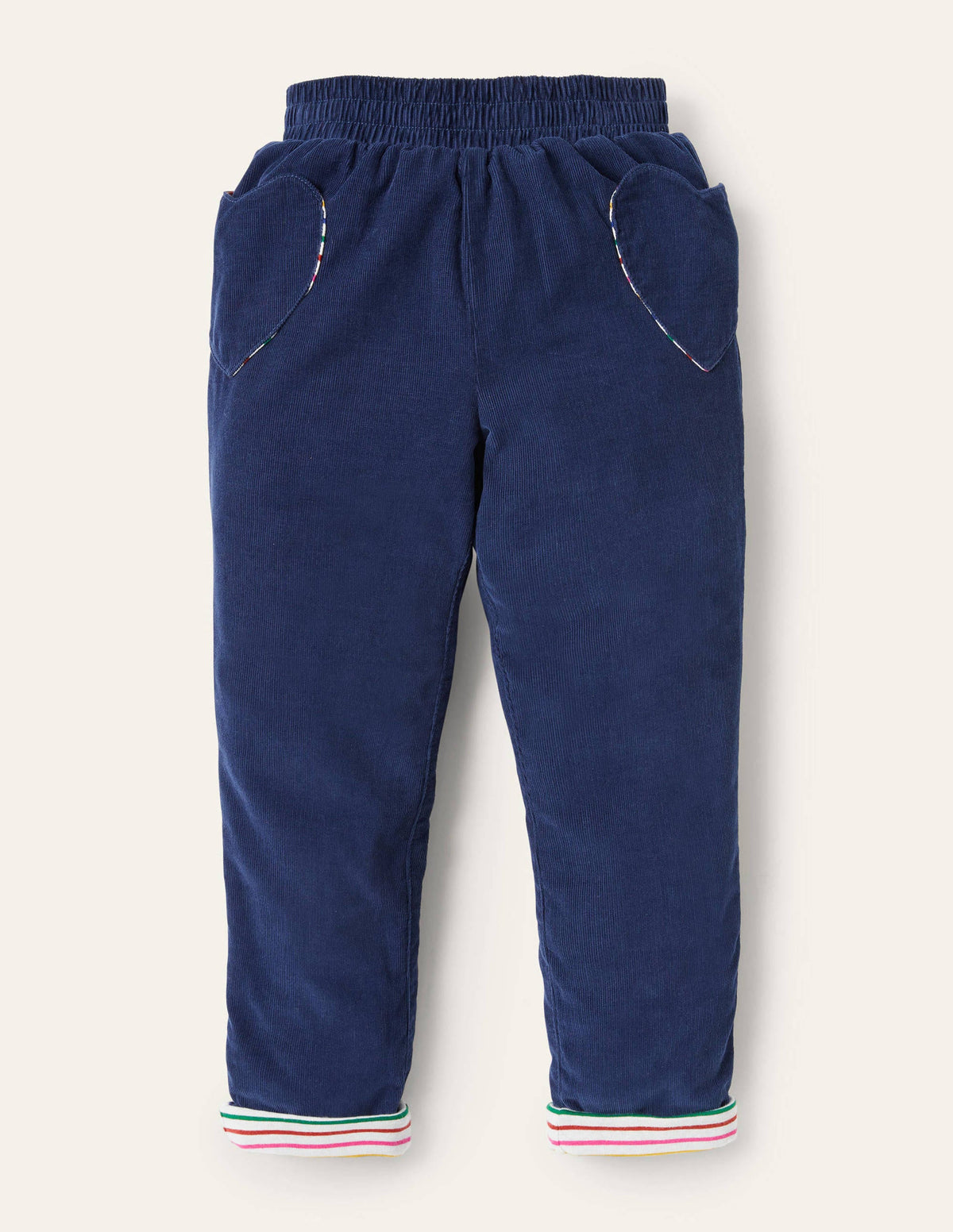 Lined Pull-on Cord Trousers-College Navy-1
