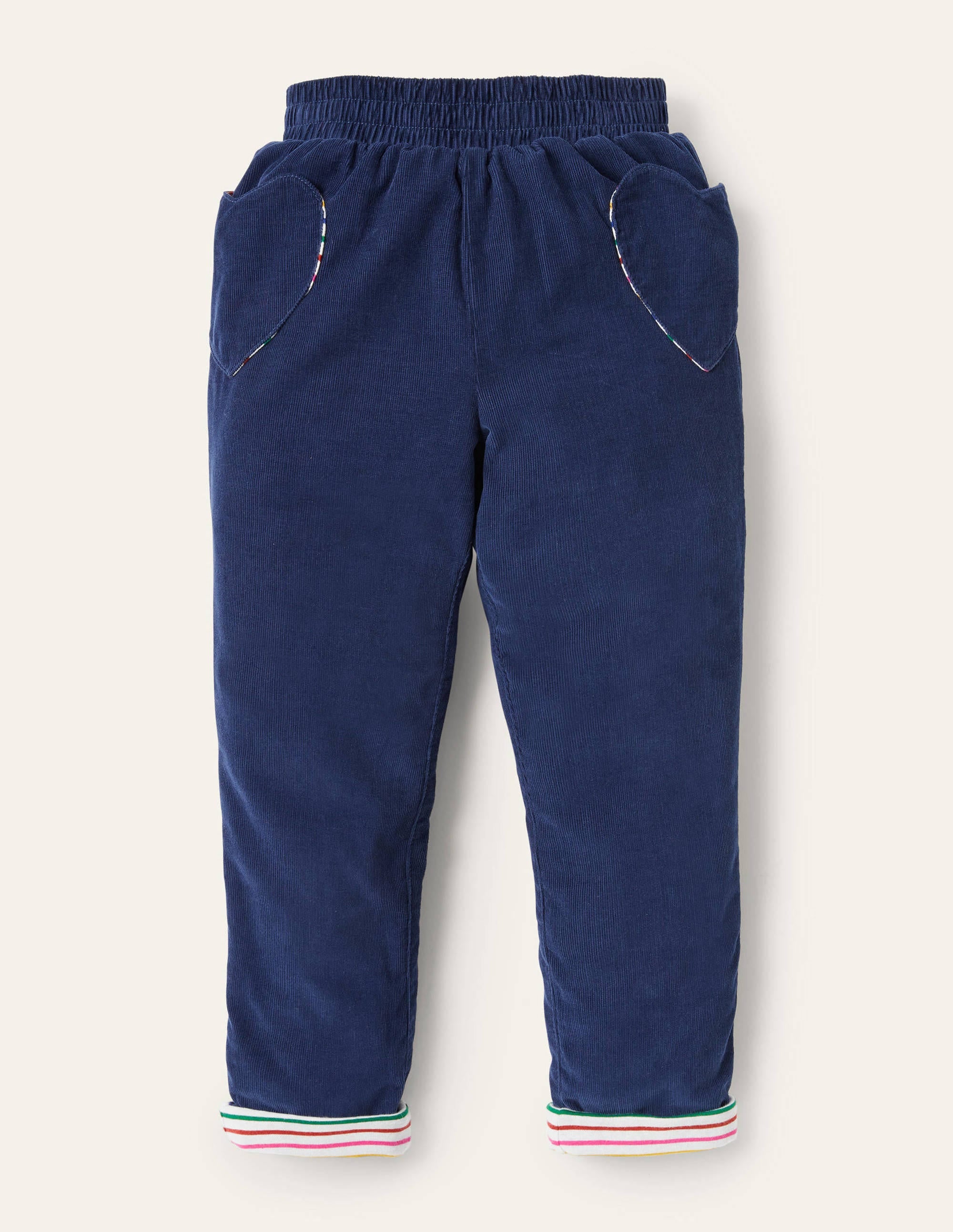 Lined Pull-on Cord Trousers-College Navy - Image 1
