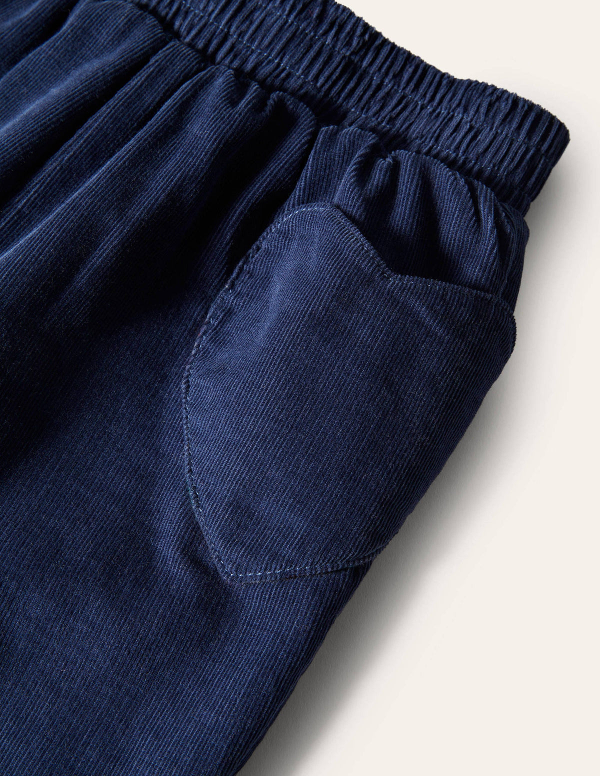 Lined Pull-on Cord Trousers-College Navy-2