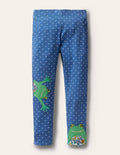 Fun Appliqué Leggings-Elizabethan Blue Pin Spot Frog
