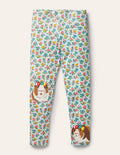 Fun Appliqué Leggings-Provence Blue Floral Guineas
