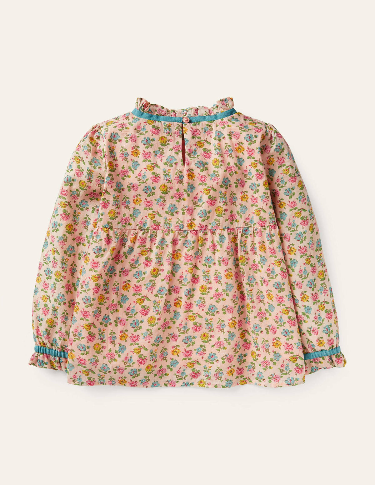 Frill Detail Woven Top-Provence Dusty Pink Floral-2