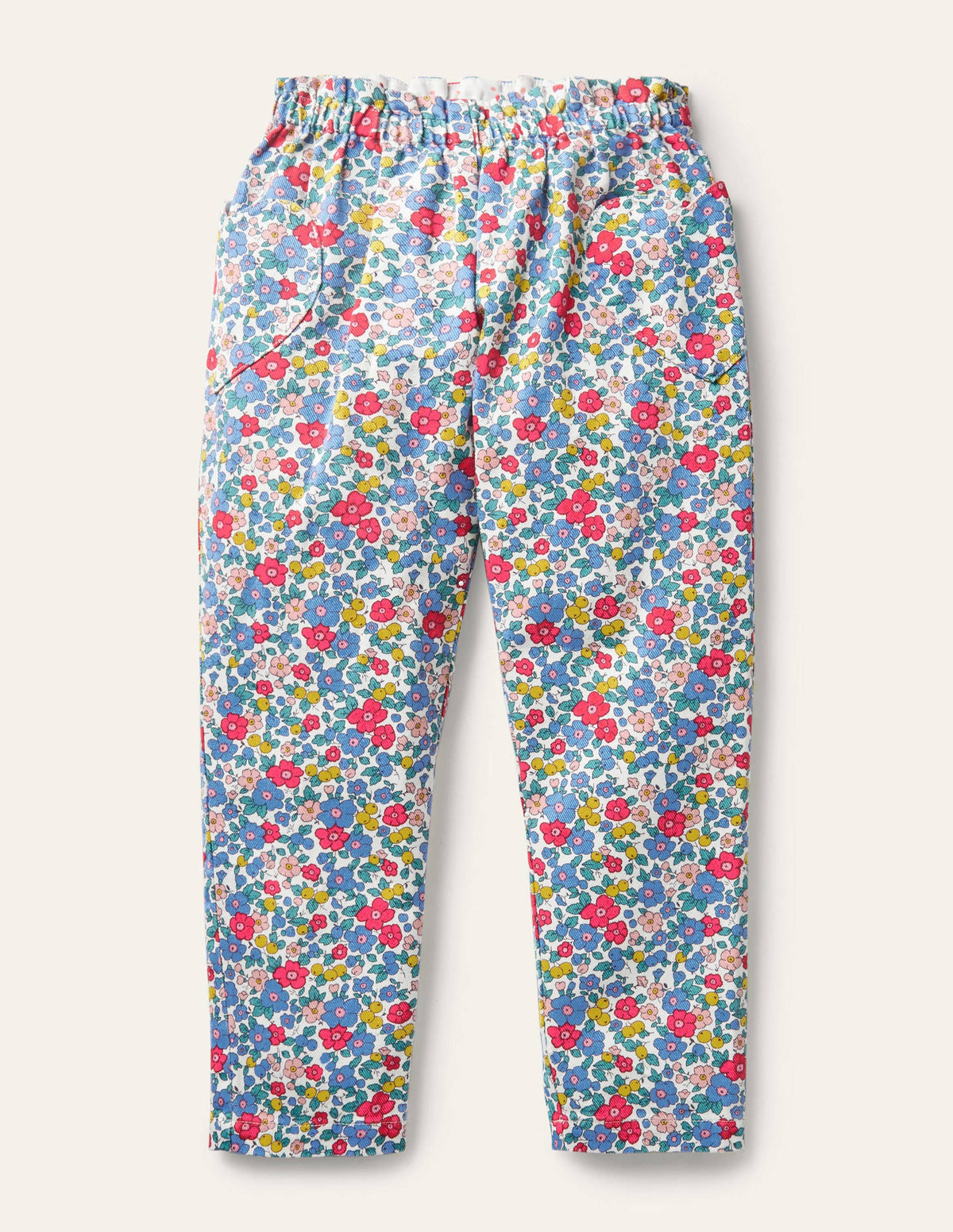 Pull-on Trousers-Multi Apple Blossom Floral-1