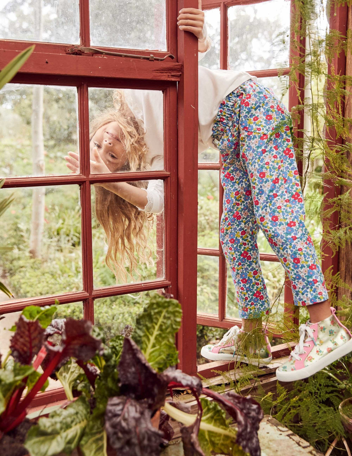 Pull-on Trousers-Multi Apple Blossom Floral-4