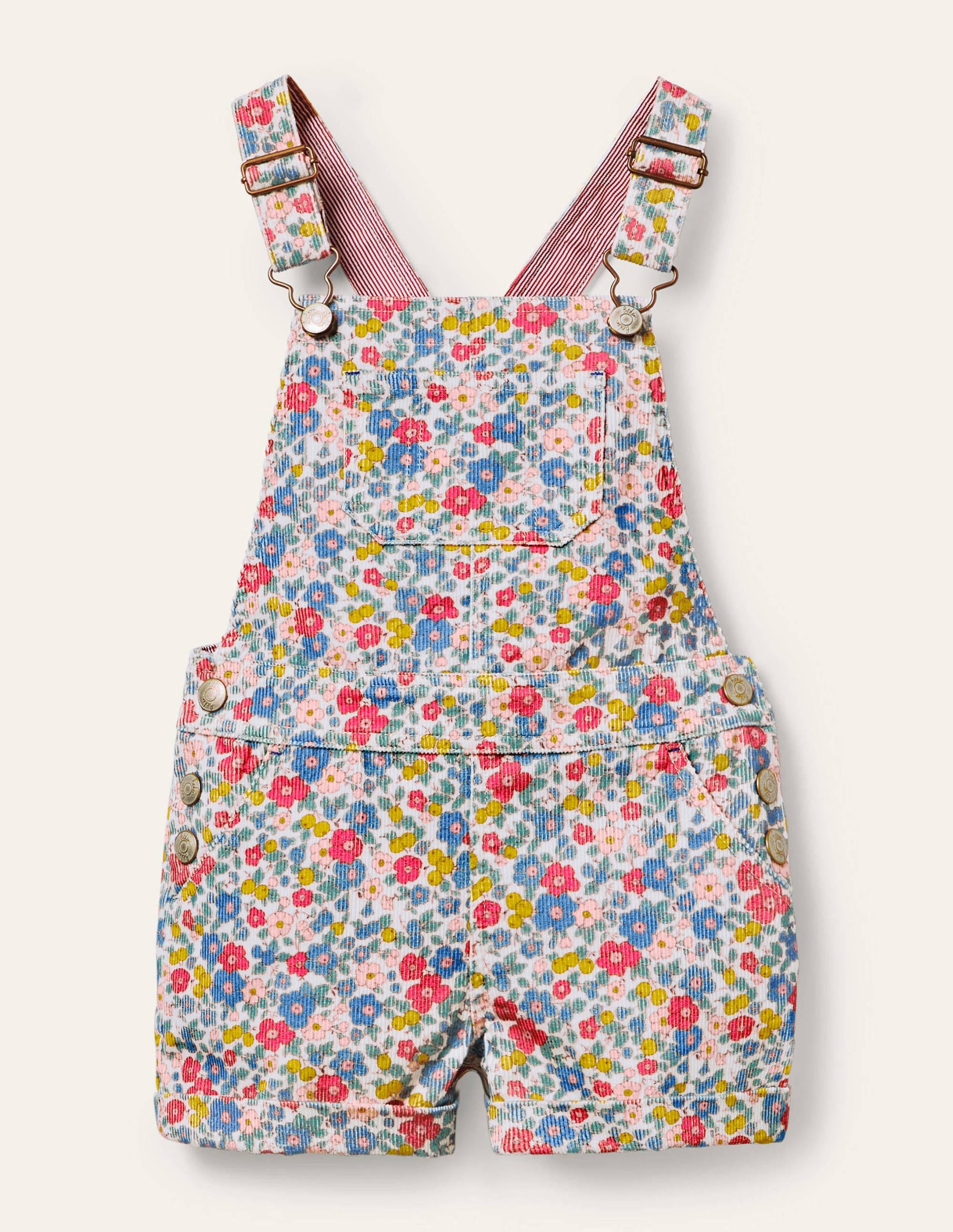 Fun Short Dungarees-Multi Apple Blossom Floral-1