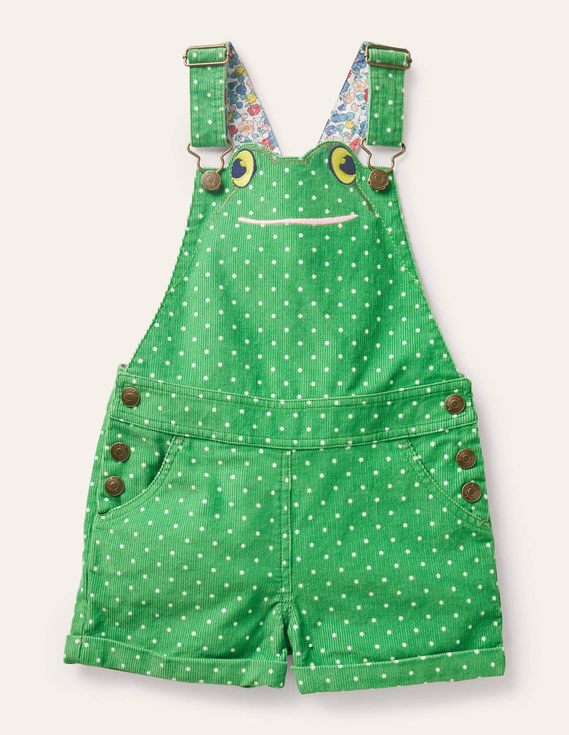 Animal Short Cord Dungarees-Iguana Green Frog-1