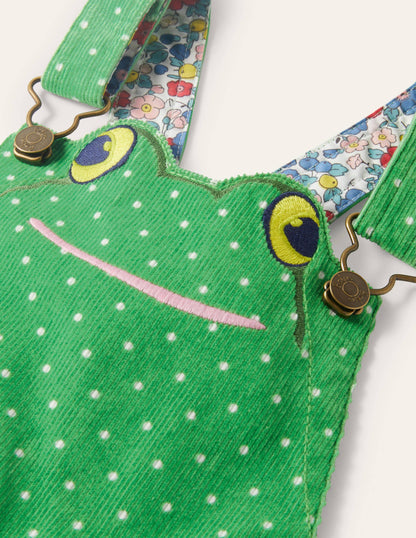 Animal Short Cord Dungarees-Iguana Green Frog-3