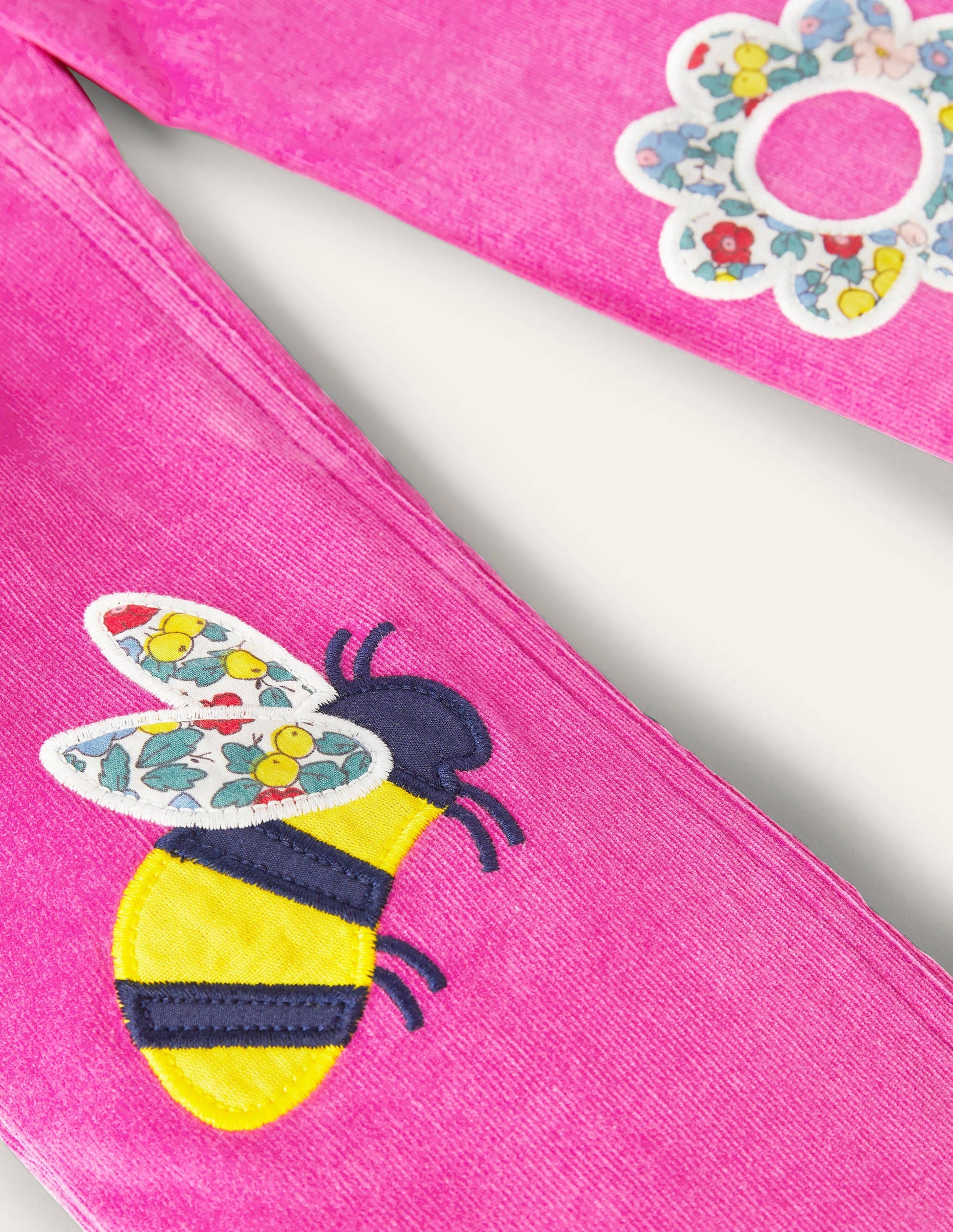 Cord Patch Trousers-Tickled Pink Bee-3