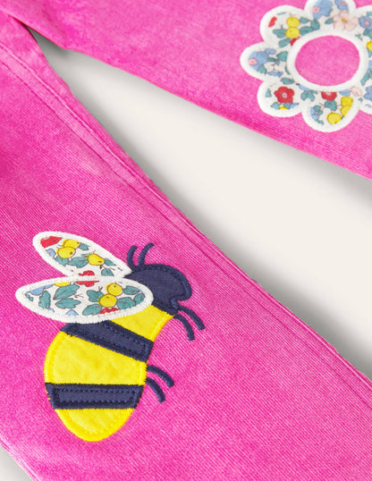 Cord Patch Trousers-Tickled Pink Bee-3
