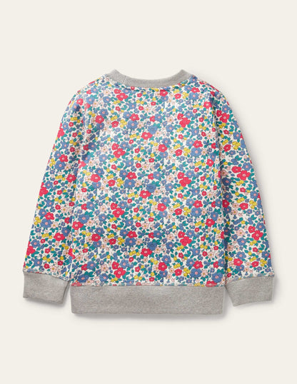 Cosy Appliqué Sweatshirt-Floral Blossom Guinea Pigs-2