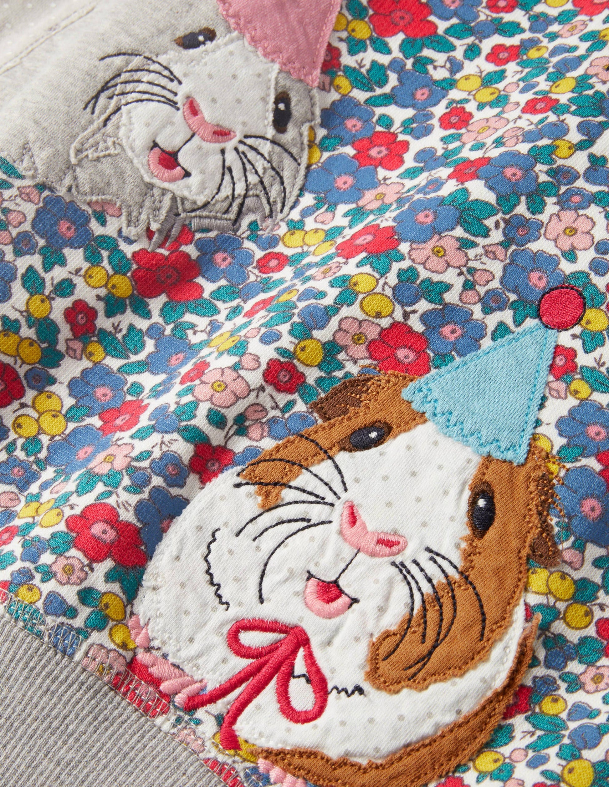 Cosy Appliqué Sweatshirt-Floral Blossom Guinea Pigs-3