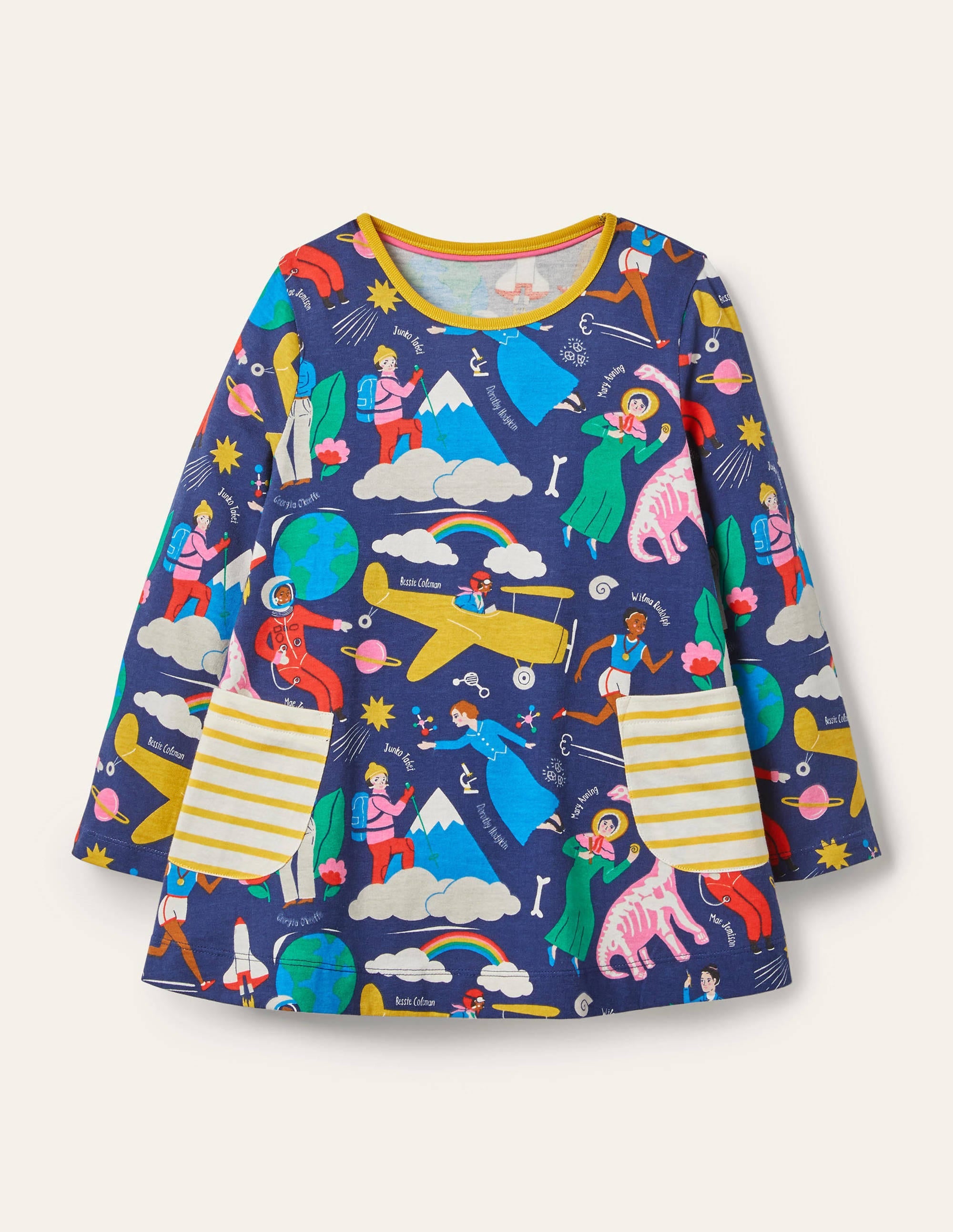 Printed Jersey Pocket Tunic-Starboard Blue When I Grow Up - Image 1