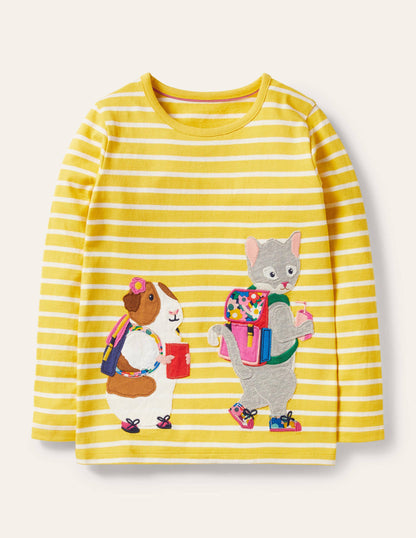 Front & Back T-shirt-Yellow/ Ivory Animals-1
