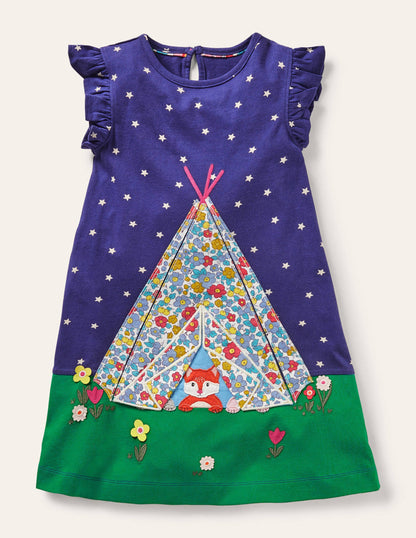 Lift The Flap Jersey Dress-Starboard Blue Tent-2