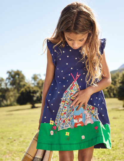 Lift The Flap Jersey Dress-Starboard Blue Tent-5