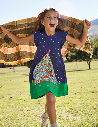 Lift The Flap Jersey Dress-Starboard Blue Tent-1