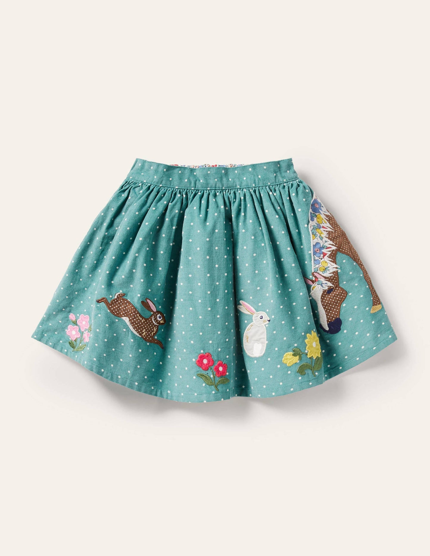Cord Appliqué Skirt-Brook Blue Horse Scene