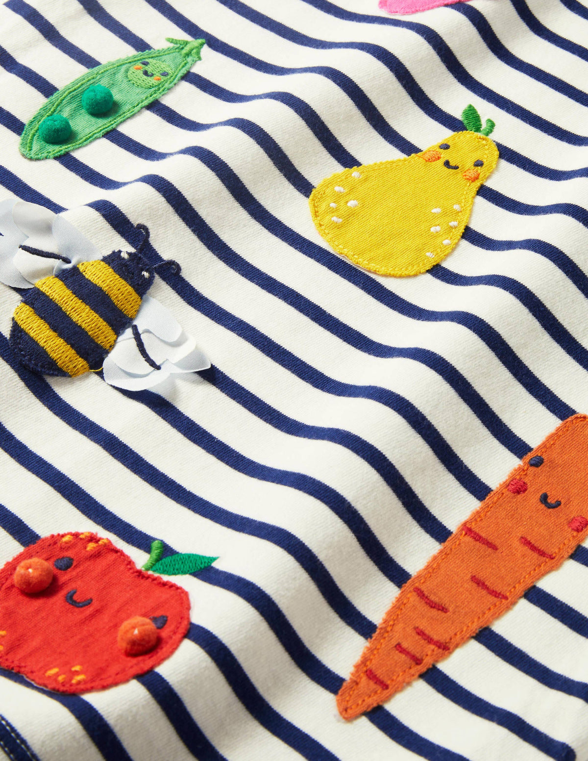 Short-sleeve Appliqué T-shirt-Ivory/ Starboard Blue Fruit-3