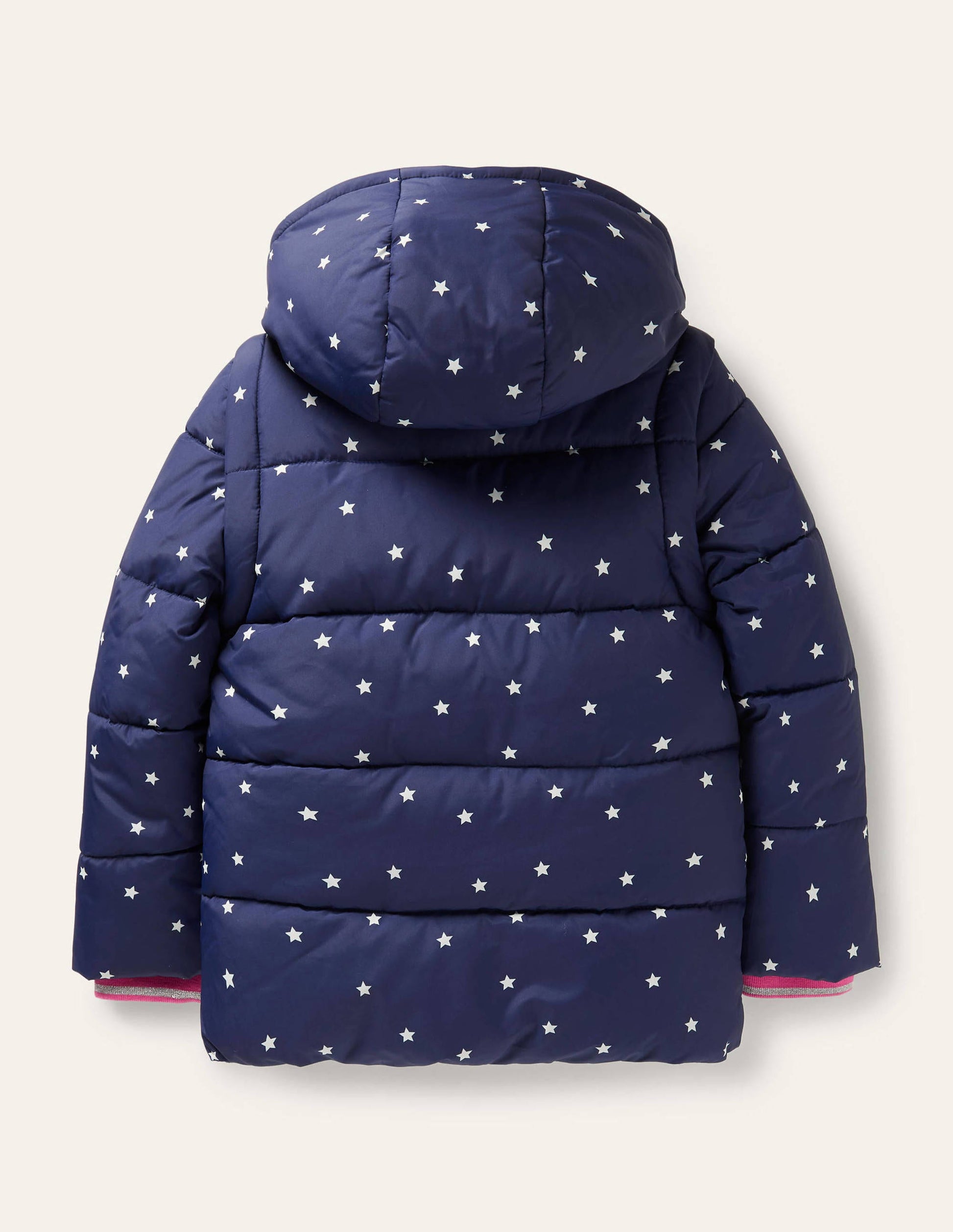 Cosy 2 in 1 Padded Jacket-College Navy Confetti Star-2