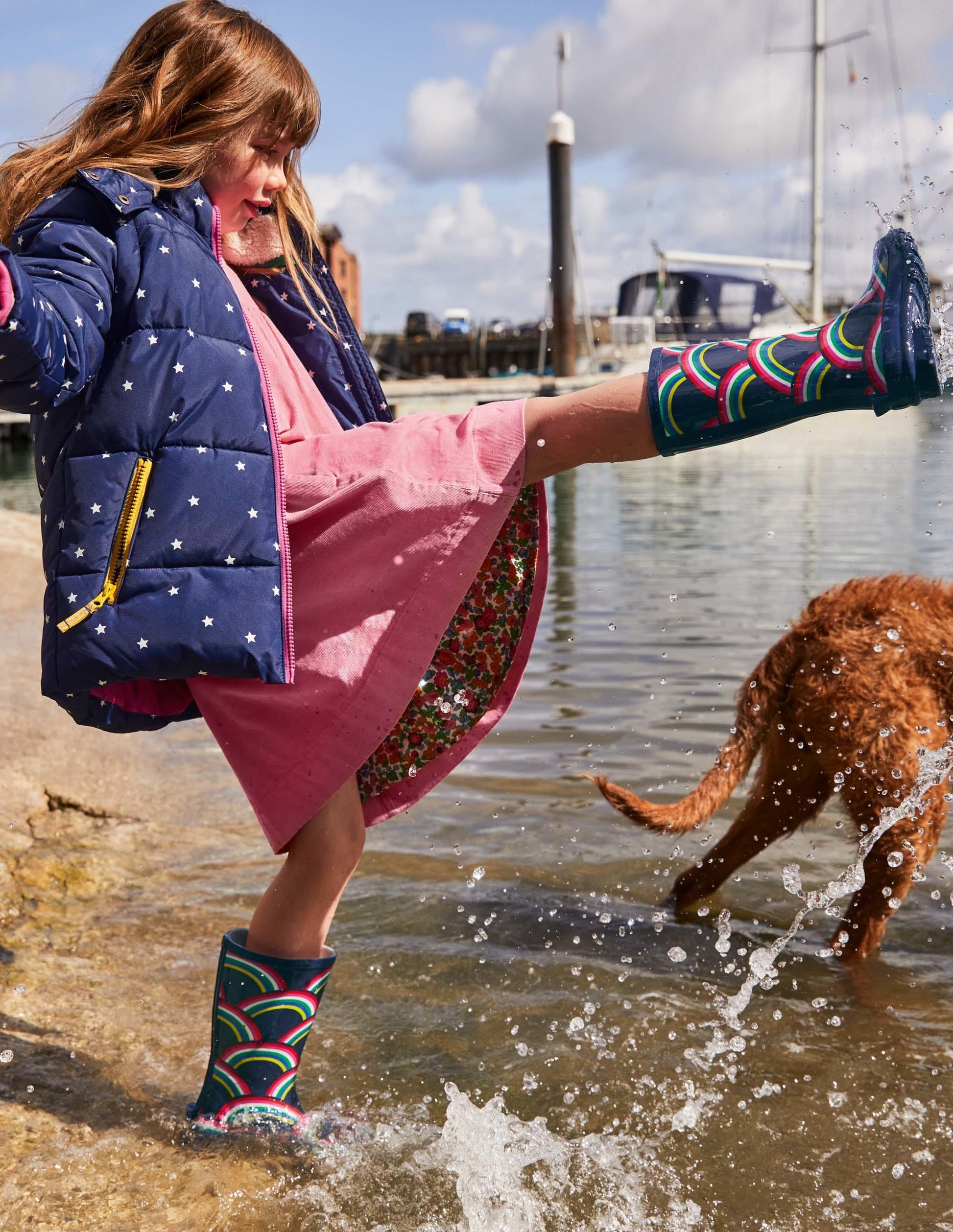 Cosy 2 in 1 Padded Jacket-College Navy Confetti Star-4