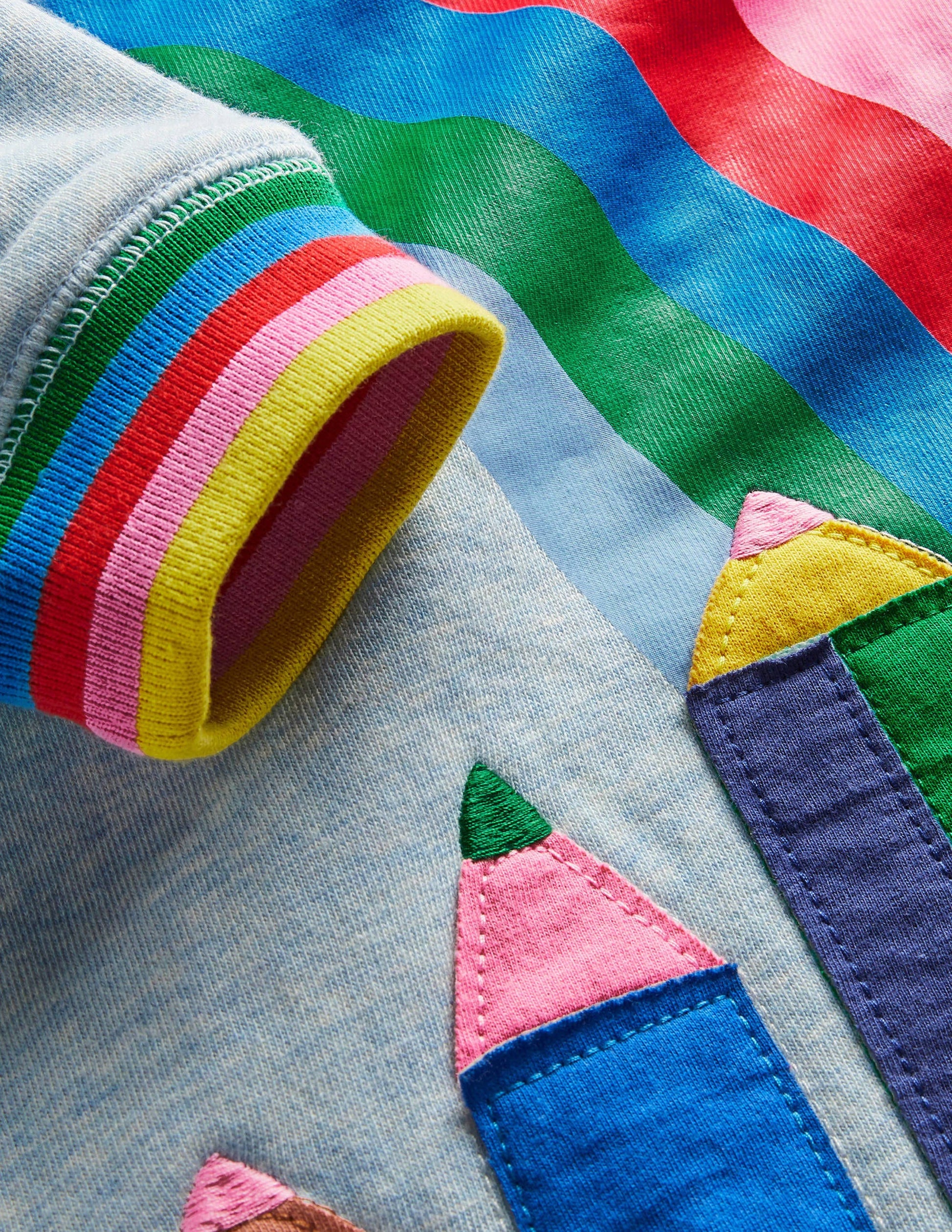 Appliqué Sweatshirt Dress-Light Blue Pencils-4
