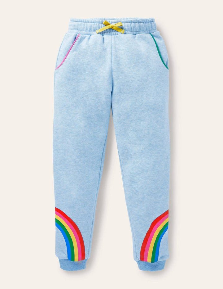 Cosy Appliqué Joggers-Light Blue Marl Rainbow
