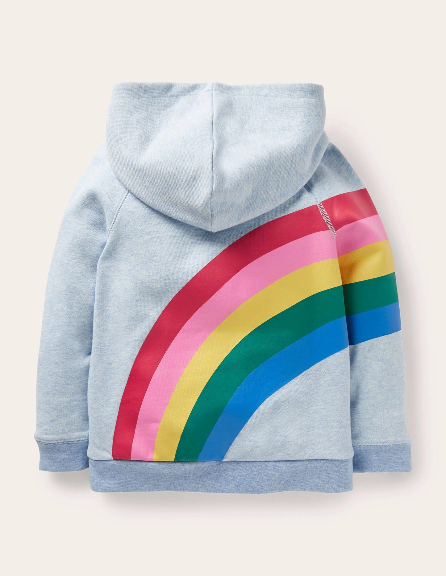 Appliqué Hoodie-Light Blue Marl Rainbow