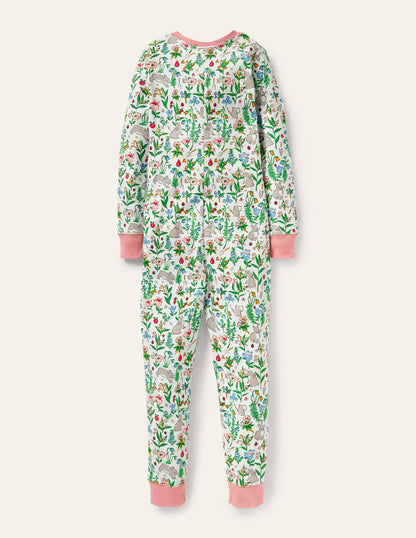 Snug All-in-one Pyjamas-Multi Bunny Field-2