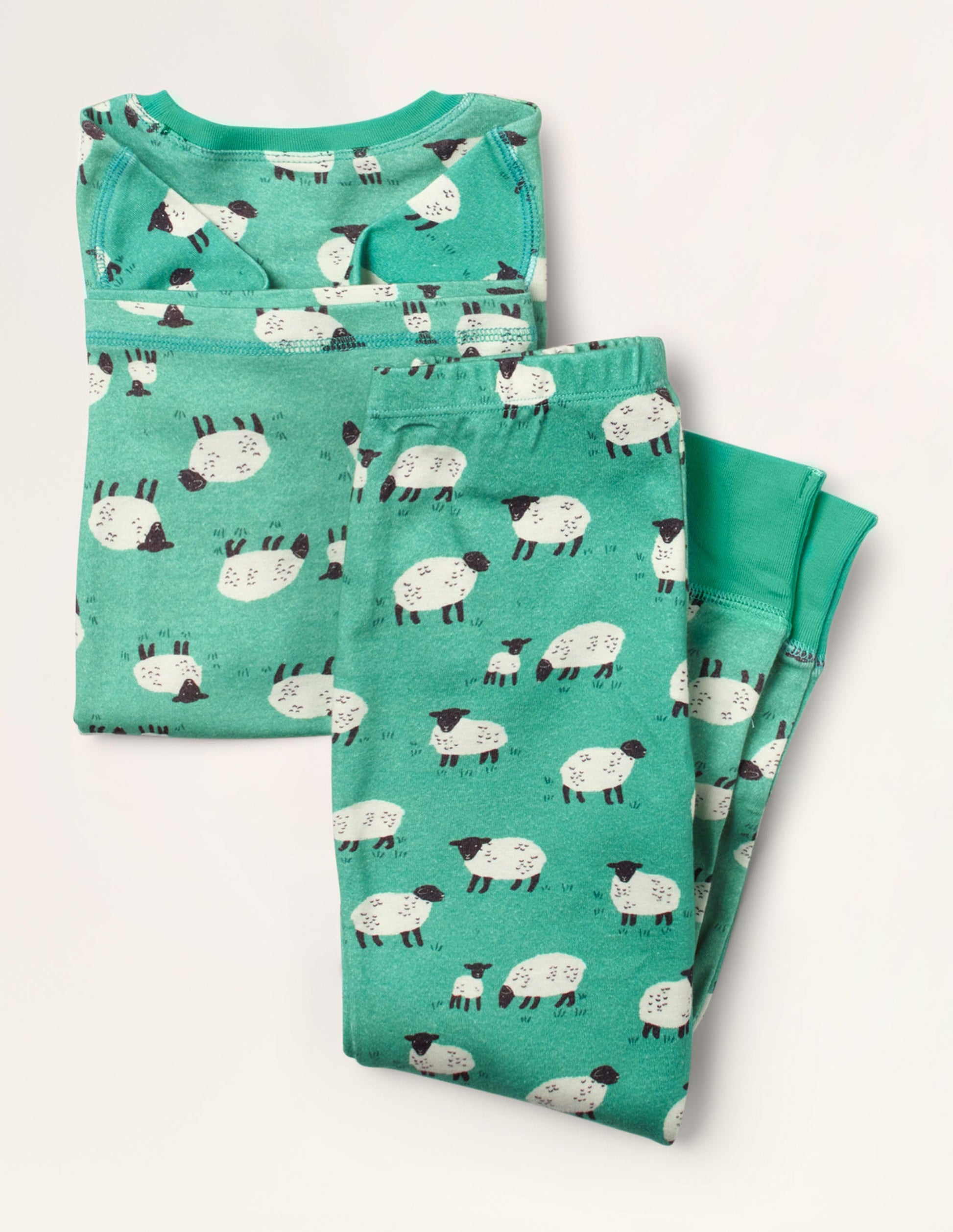 Snug Long John Pyjamas-Asparagus Green Sheep-2