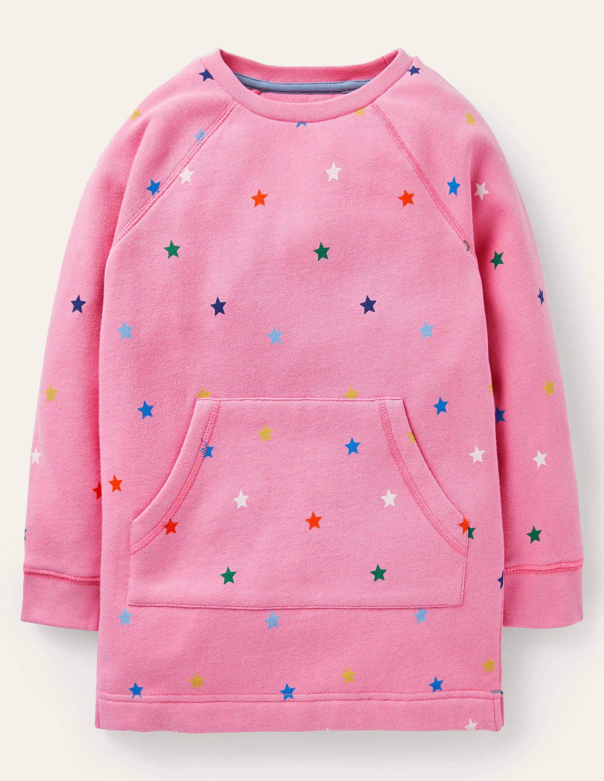 Printed Sweatshirt Tunic-Bright Petal Pink Stars-1