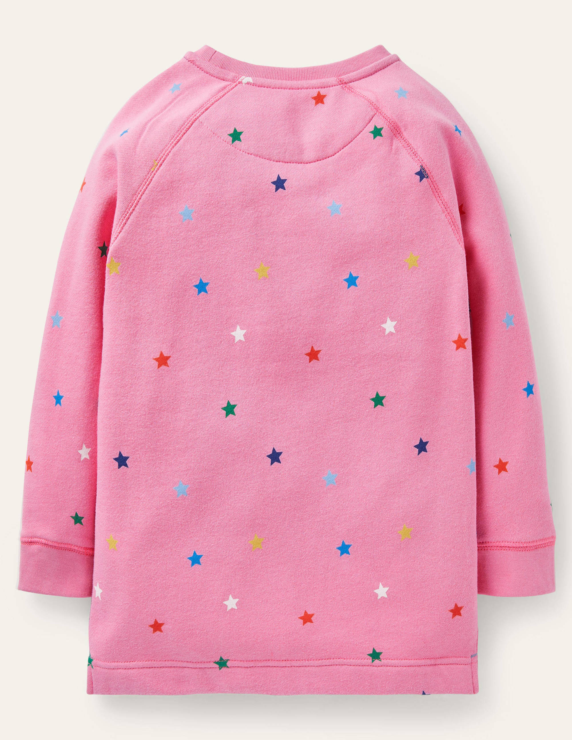 Printed Sweatshirt Tunic-Bright Petal Pink Stars - Image 2
