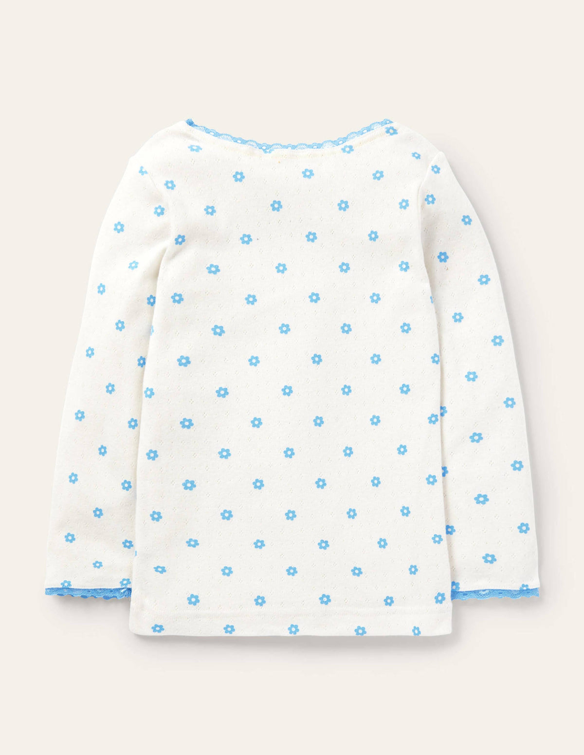 Supersoft Pointelle T-shirt-Ivory Blue Geo Flower-2