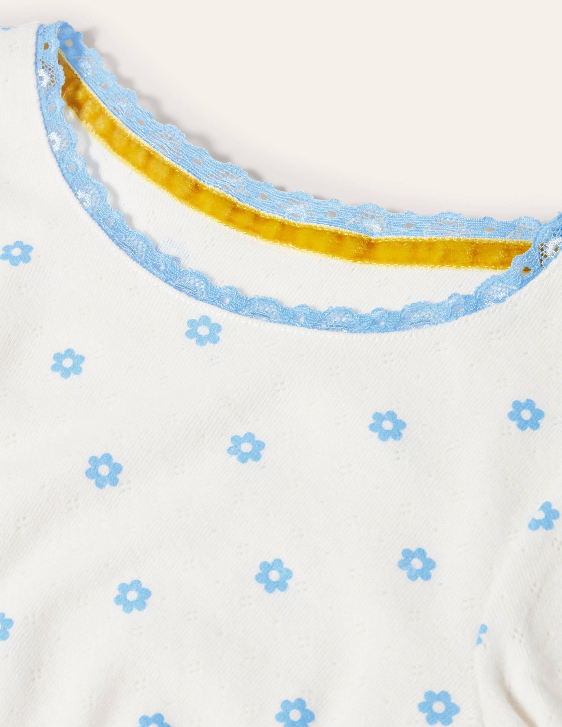 Supersoft Pointelle T-shirt-Ivory Blue Geo Flower-3