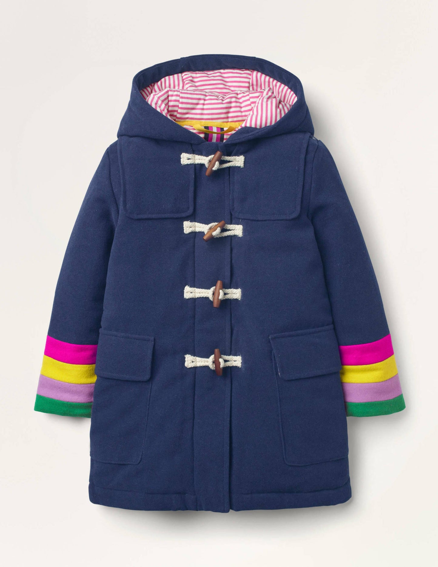 Rainbow Cuff Wool Duffle Coat-College Navy