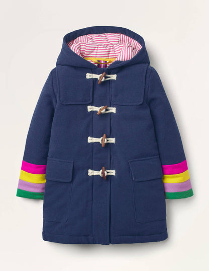 Rainbow Cuff Wool Duffle Coat-College Navy-1