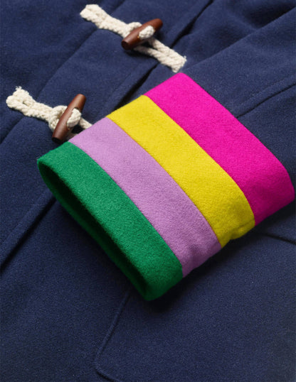 Rainbow Cuff Wool Duffle Coat-College Navy-2
