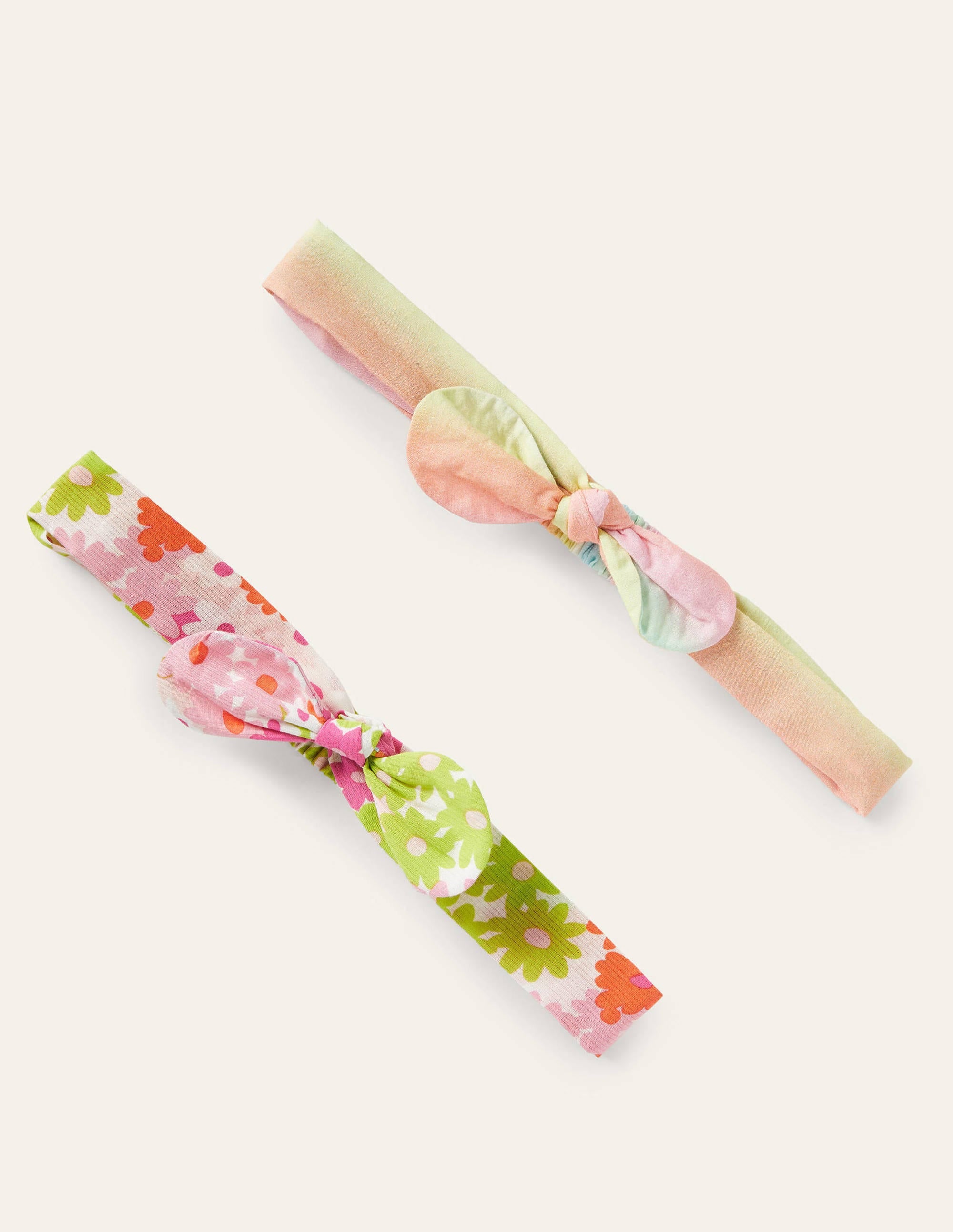 Bow Headbands 2 Pack-Bright Multi Floral Rainbow - Image 1