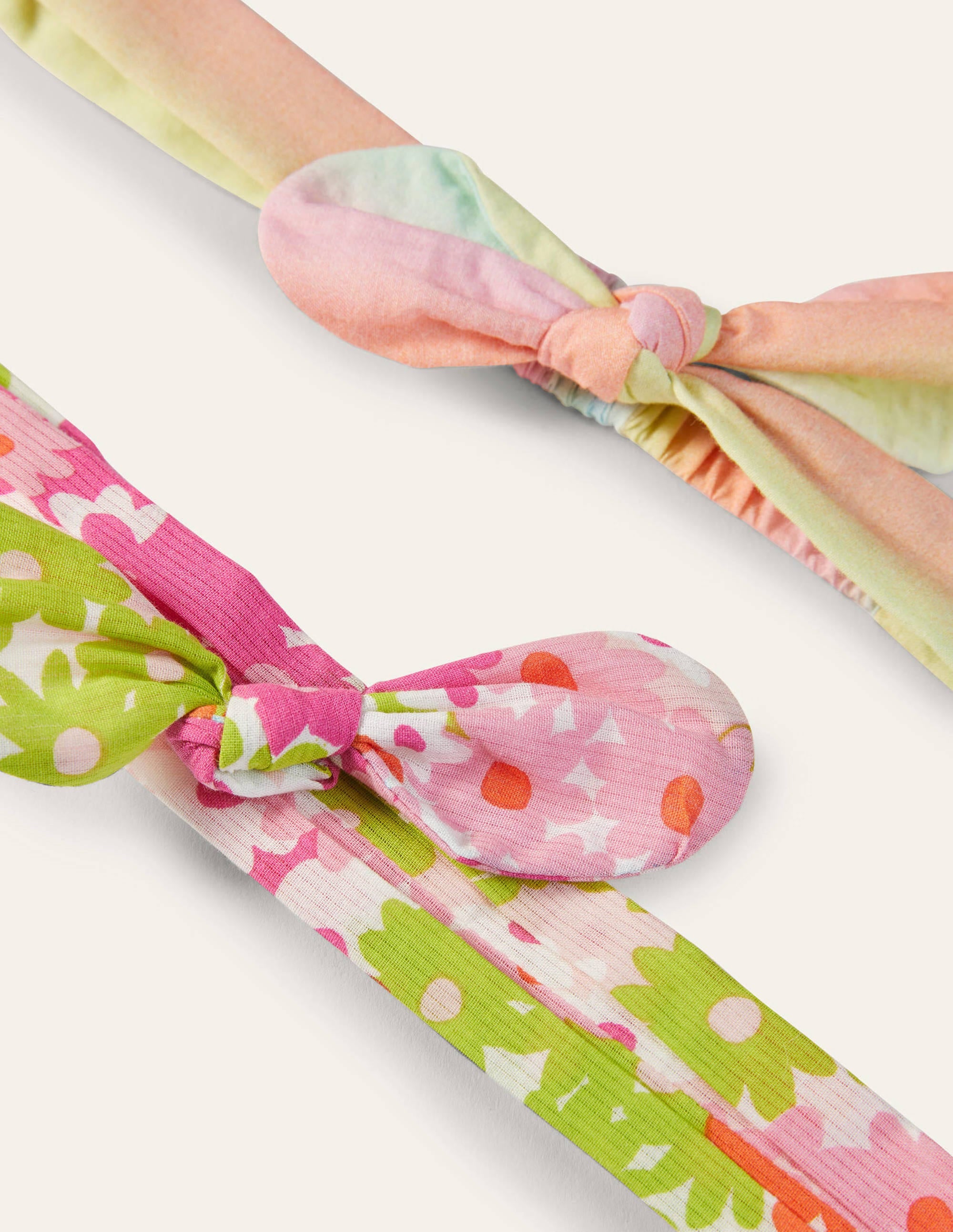 Bow Headbands 2 Pack-Bright Multi Floral Rainbow - Image 2