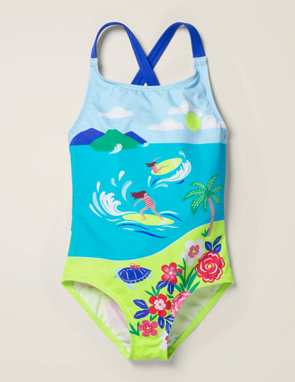 Cross-back Swimsuit-Aqua Jade Island Adventure-1