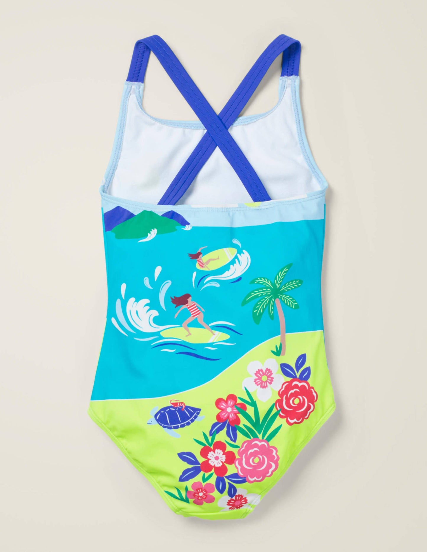 Cross-back Swimsuit-Aqua Jade Island Adventure