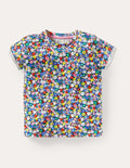 Star Pocket Slub T-shirt-Elizabethan Blue Flowerpatch