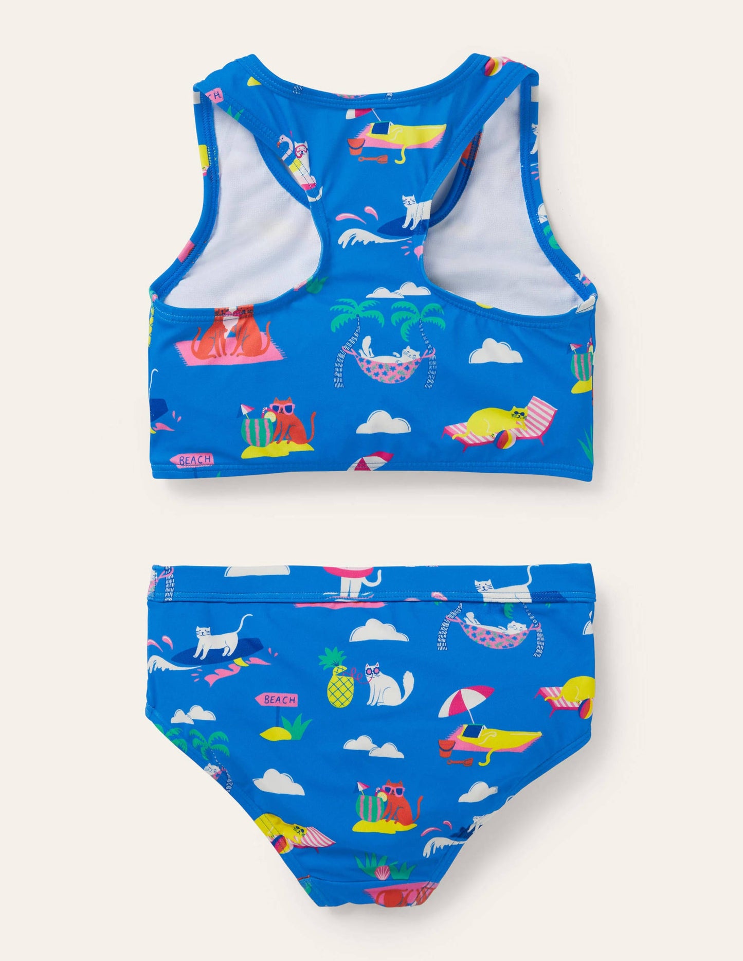Racerback Bikini Set-Moroccan Blue Holiday Cats